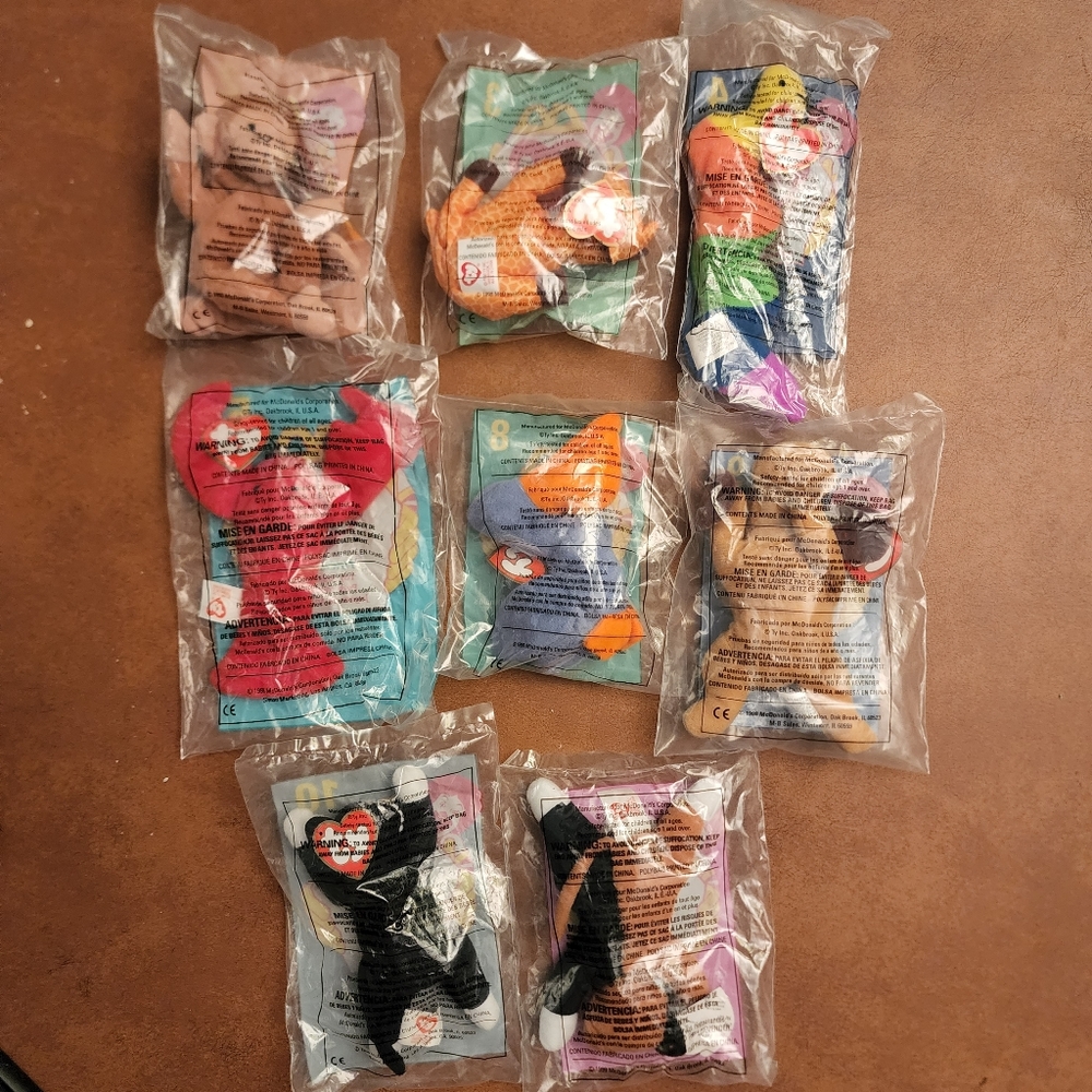 RARE Mcdonald's Ty Beanie Babies. 1998-1999. Lot of 8